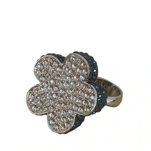 Joan Boyce Crystal Flower Statement Fashion Ring